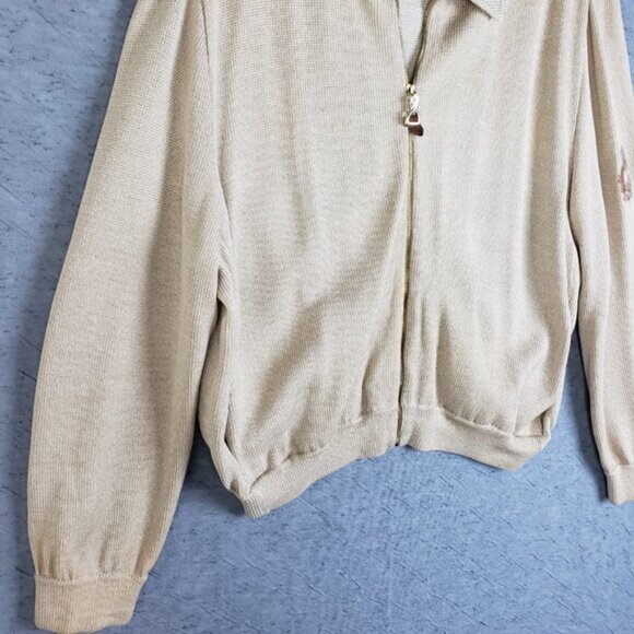 Vintage ST. JOHN Sport Santana Knit Blazer Jacket Crest Full Zip size M Cream - Picture 11 of 16
